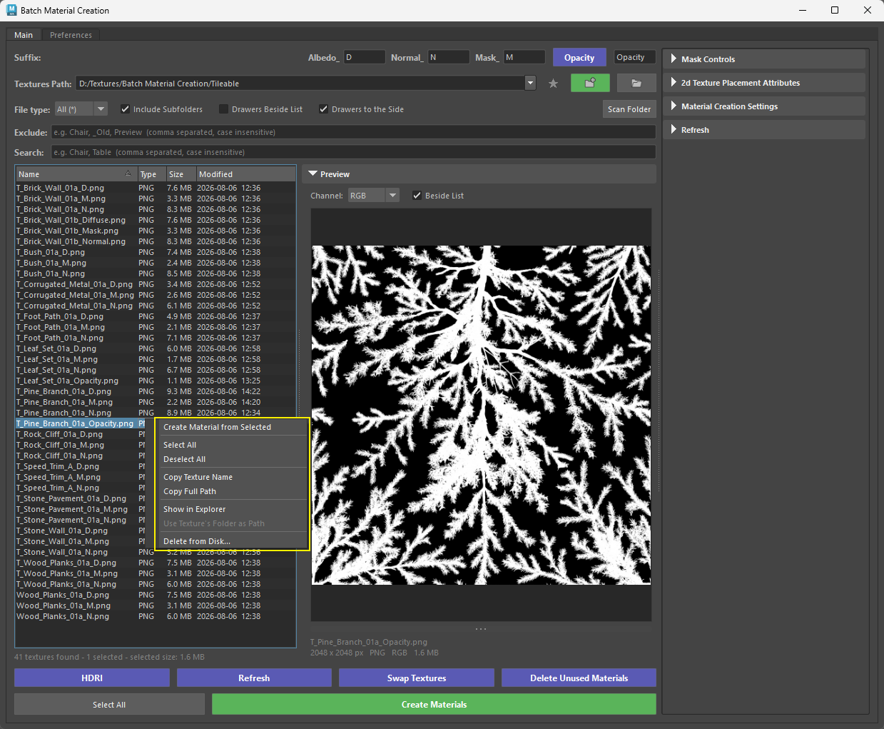 Batch Material Creation